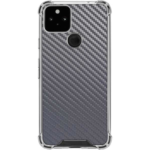 Silver Carbon Fiber Specialty Texture Material Google Pixel 5 Clear Case